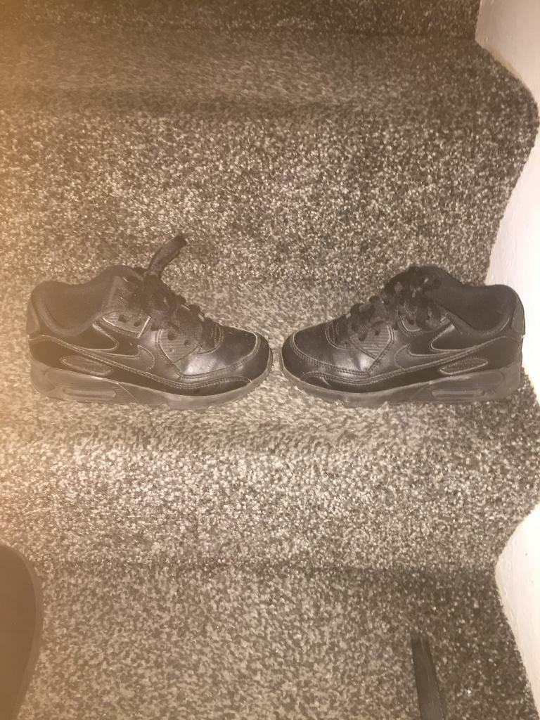 kids black leather trainers